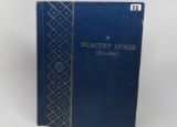 Whitman Classic Mercury Dime Album, 74 Coins, 1916-1945S, no keys, avg circ
