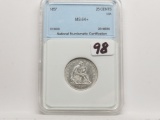 Seated Liberty Quarter 1857 NNC MS64+, flashy