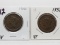 2 Braided Hair Large Cents VF: 1851, 1856