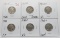 6 Buffalo Nickels: 1925 F, 25D G scratches, 25S VG, 26 EF, 26D VG, 26S G
