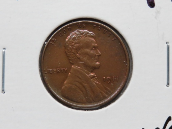 Lincoln Cent 1911S AU odd color, better date