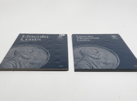 2 Whitman Lincoln Cent Albums, Total 169 Coins, dt/mm unchecked. Album 1, 1941-74S (51 Wheat, 38 Mem