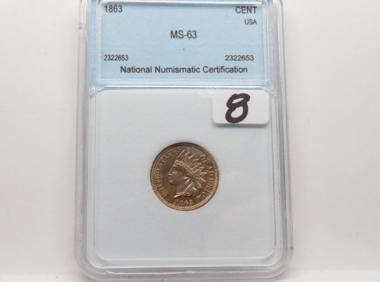 Indian Cent 1863 NNC MS63