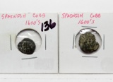 2-1600's Silver Spanish Cobs, pirate treasure coins