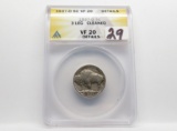 Buffalo Nickel 1937D 3 Leg ANACS VF20 details cleaned, Key Date