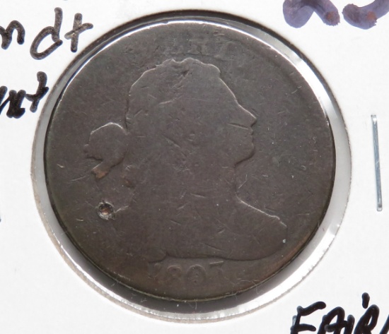 Draped Bust Large Cent 1803 sm dt blunt 1, Fair/AG partial hole