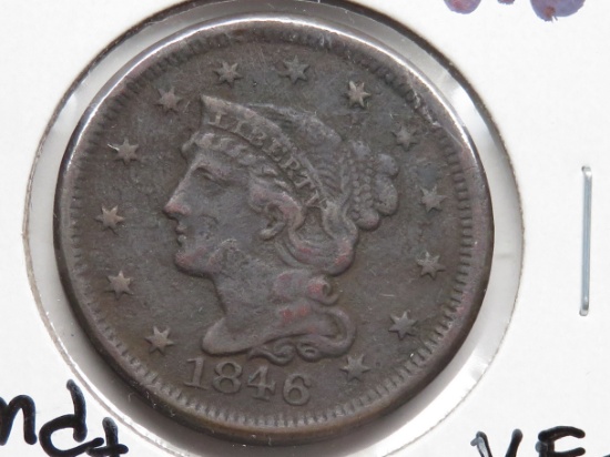 Braided Hair Large Cent 1846 sm dt closed 6, VF+ corrosion
