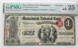 $1 National 1865, Monadnock Natl Bank, East Jaffrey NH, CH1242, FR380a, SN B546087/2106pp A, PMG VF2