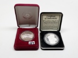 2- .999 Fine Silver 1 tr oz Rounds boxed: Bill of Rights 1991 by Chrysler; Richard Petty 7X Winston