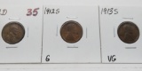 3 Lincoln Cents: 1912D CH  F, 1912S G, 1913S VG