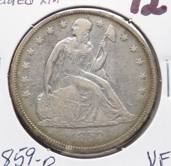 Seated Liberty $ 1859-O VF, 26.7gm
