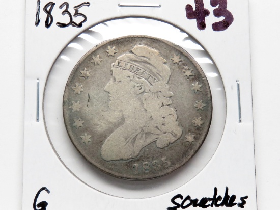 Capped Bust Half $ 1835 G scratches