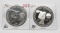 2 Silver $ Commemoratives 1983S Olympic Discus Thrower : 1 BU, 1 PF