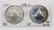 2 Silver $ Commemoratives Seoul Olympiad: 1988D BU, 1988S PF obv toning