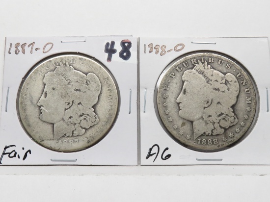 2 Morgan $:1887-O Fair, 1888-O AG
