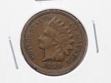 Indian Cent 1909S VF, Semi-Key Date