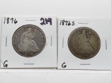 2 Seated Liberty Half $: 1876 G, 1876S G