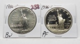 2 Silver $ Commemoratives Statue of Liberty: 1986P BU, 1986S PF