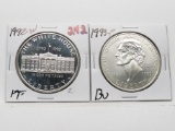 2 Silver $ Commemoratives: 1992W White House PF; 1993P-94 Jefferson BU