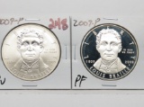 2 Silver $ Commemoratives Louis Braille: 2009P BU, 2009P PF