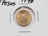 1945 Mexico .900 Gold 2 Pesos BU, 1.66gm