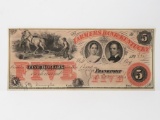 $5 Obsolete Farmers Bank of Kentucky, Frankfort KY, Oct 3, 1860, No. 832, unsigned by president, AU