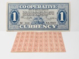 Sedalia Missouri Cooperative $1 Currency No.9812, SA 52633with 50-2 Cent Stamps unused