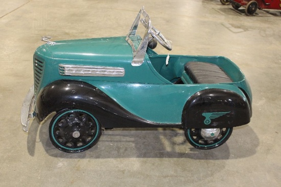 Dodge pedal car, 38" long x 16" wide x 17" high, 8" wheels, needs rubber on