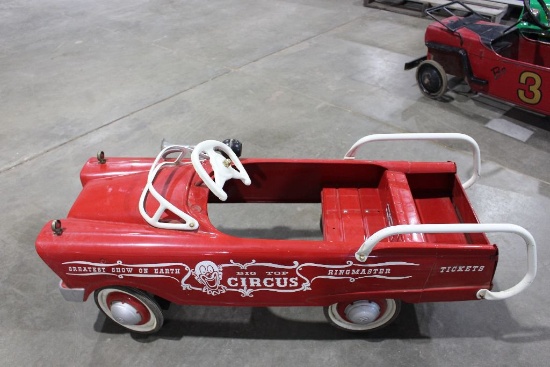 Murray pedal car, Big Top Circus Ringmaster, 43" long x 15" wide x 12" high