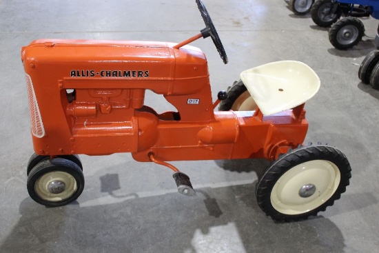 A.C. D17 pedal tractor, 34" long x 18" wide x 27" high to top of steering w