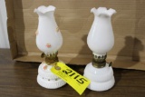 (2) Milk glass lamps, 8