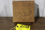 Wood hankerchief box, 6 1/2 x 5 3/4