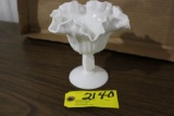 Milk glass fluted dish.