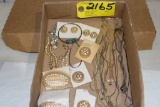 Misc. gold & silver necklace, pins, etc.