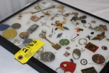 Display case of pins, trinkets, etc.