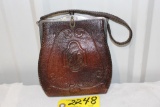 Leather hand bag, w/silver patented 1918, 7