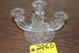 3 tier candle holder etched glass base.