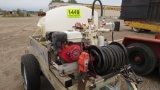 Gas power pressure washer on single axle trailer, shopemade, John Bean mode
