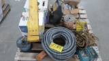 'Pallet misc light gauge wire, fitting, rope, conduit.