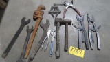 'Misc. Tools, pipe wrench, hammers, large wrenches, etc.