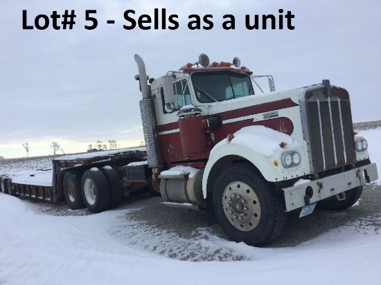 SELLS AS A UNIT: 1975 Kenworth W900 truck tractor and trailer