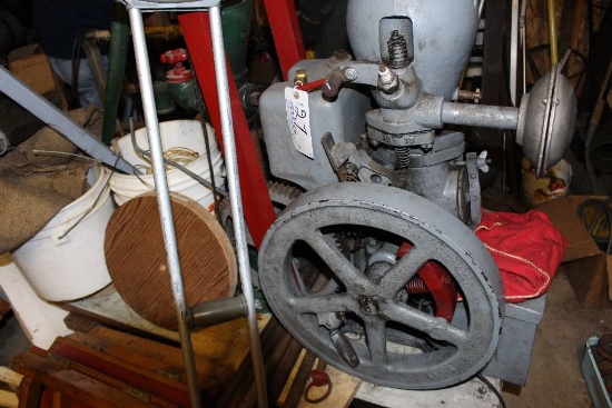 Baker Monitor gas engine, 2 1/2 hp, with water pump, on cart.