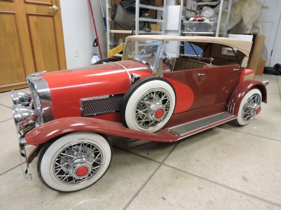 Vintage Duesenberg Special 8 pedal car, 2 seater, 5' 3" long x 23" wide x 2