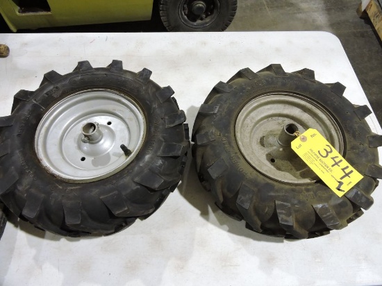 (2) Power trac lug tires with rims, 480-8.