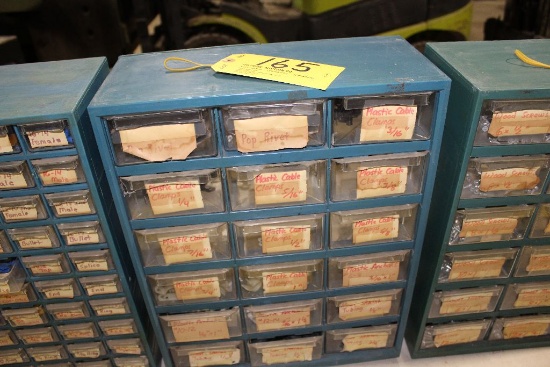 Cabinet of cable clamps.