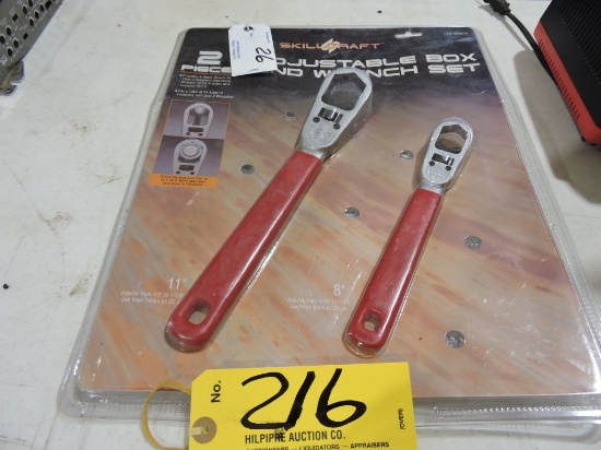 Skillcraft 2 piece adjustable box end wrench set.