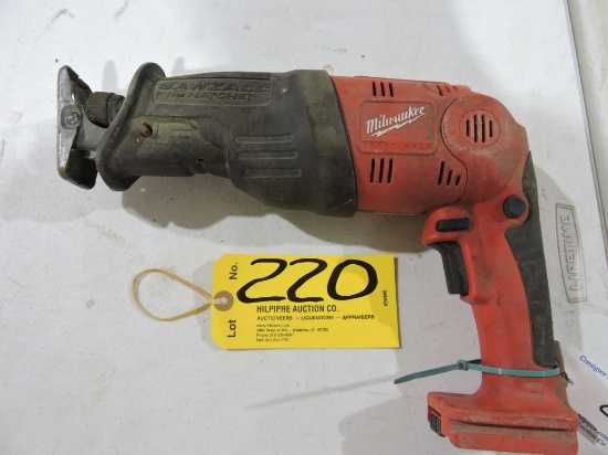 Milwaukee sawzall (the hatchet), 18 volt, cordless, no battery.