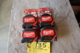Milwaukee 25 ft. magnetic measuring tapes with finger stop.