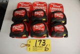 Milwaukee magnetic measuring tape, (3) 25 ft; (3) 16 ft.