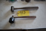 Rubber, brass head hammers.